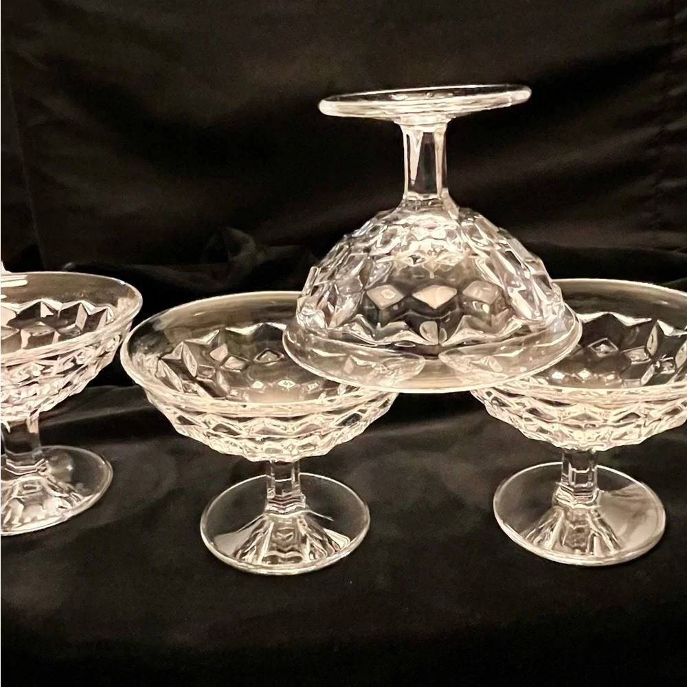Vtg Fostoria American Clear Glass Shiny Champagne Sherbet Dessert Cups Set of 4